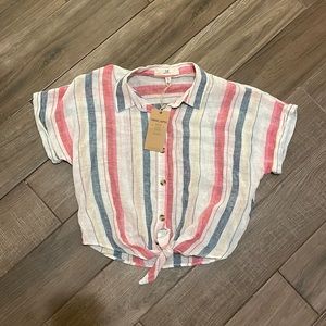 Collared tie up shirt new with tags.